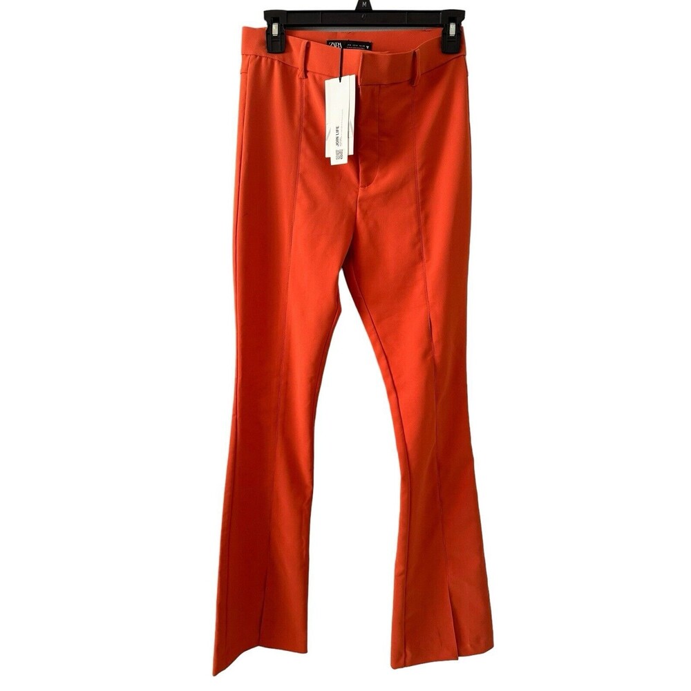 NWT ZARA‎ SS22 Orange Flared Pants With Split Hem Blogger Favorite Women’s M